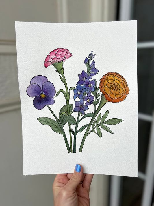 BIRTH FLOWER CUSTOM PAINTING